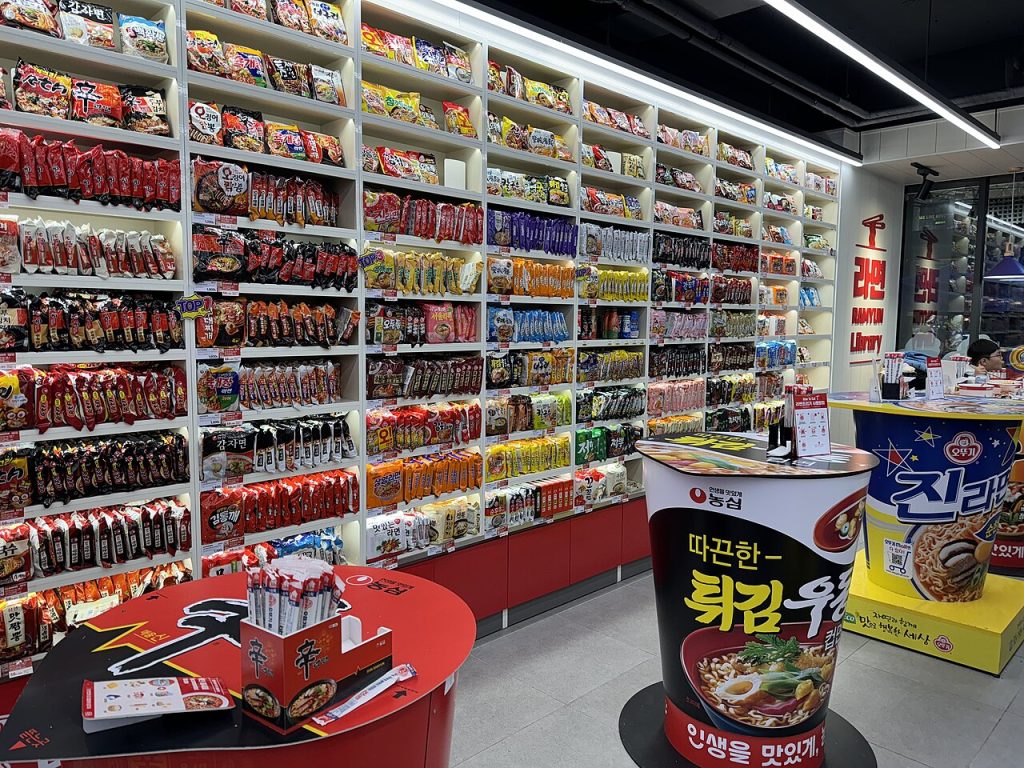 A 24-hour ramyeon convenience store in Hongdae, Seoul